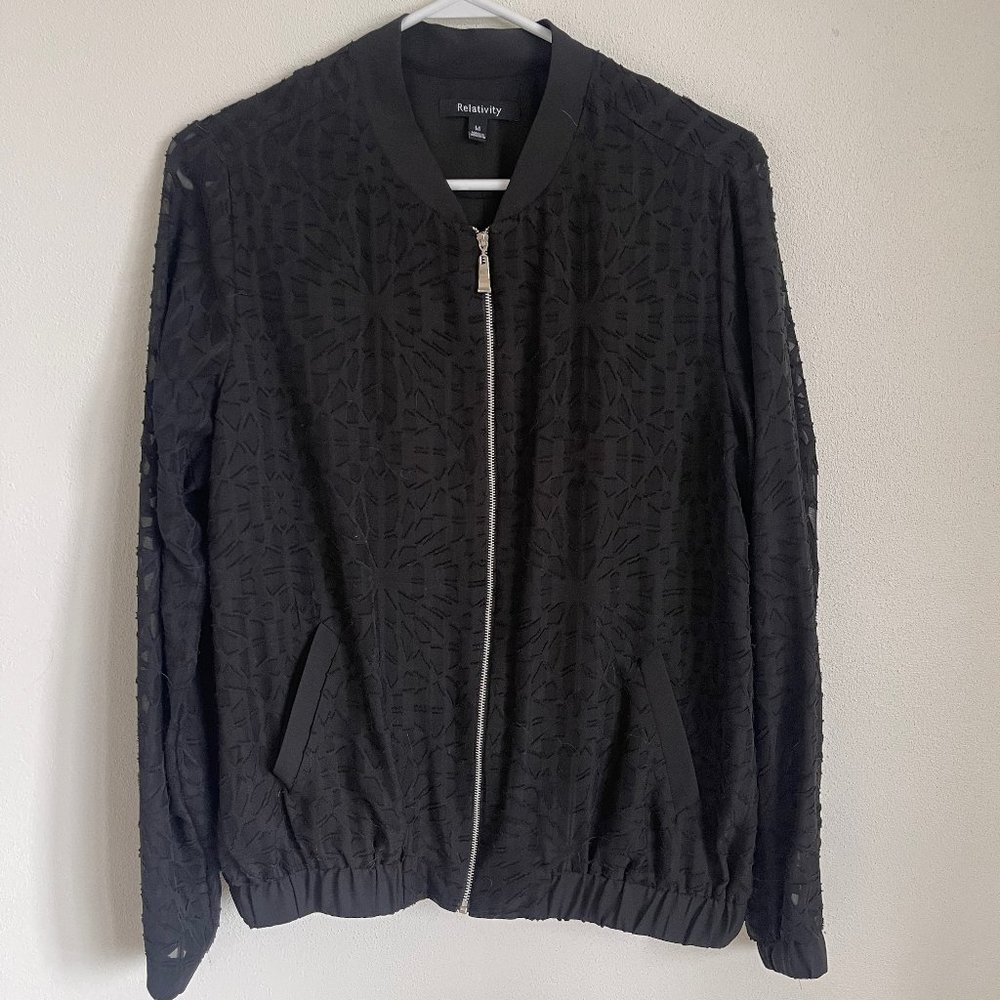 Women's Relativity Black Lightweight Zip Up Bomber Jacket